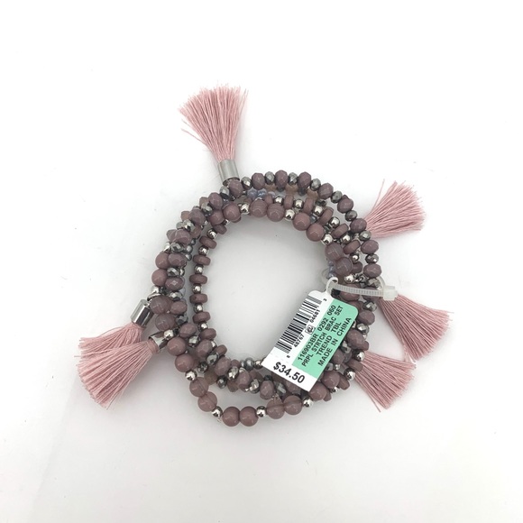 INC International Concepts Jewelry - 4/$25 5 Stand Purple Tassel Beaded Bracelet NEW